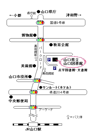 図書館周辺の地図を表示しています。